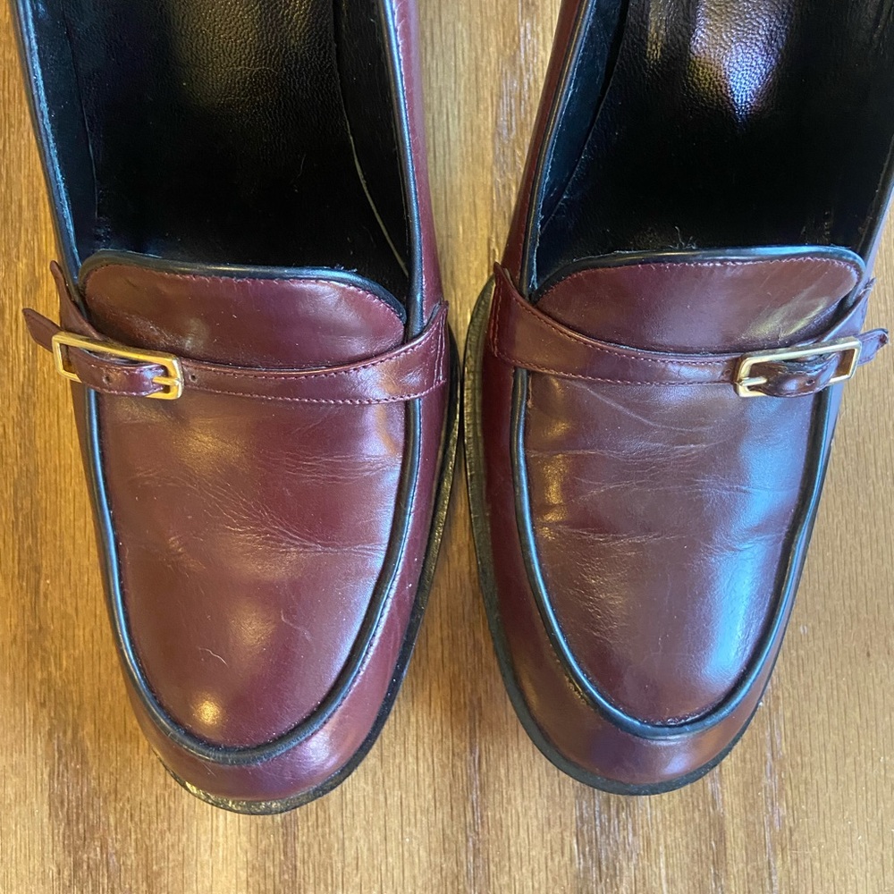 Vintage Coach Made in Italy Burgundy Heeled Loafers - Picture 6 of 6